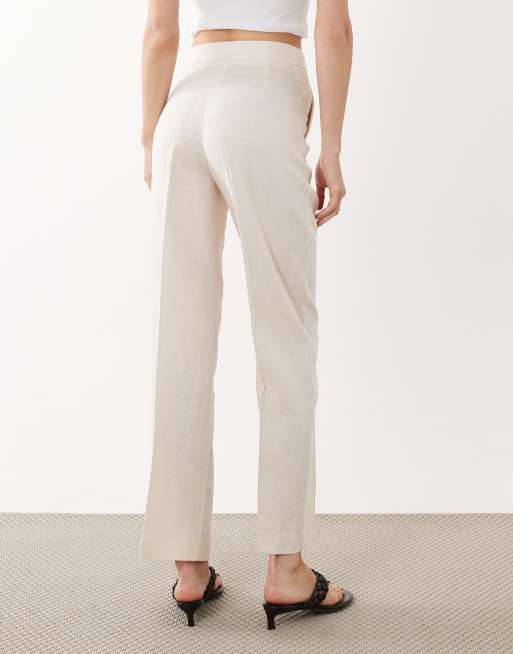 Mango – Boreli – Gerade geschnittene, elegante Hose aus 100% Leinen in Cremeweiß, Kombiteil, 5 von 5