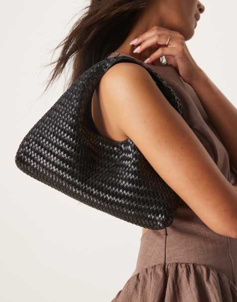 Mango - Borsa a mano nera in pelle intrecciata - view 1