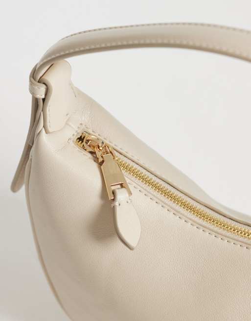 Mango - Borsa a mezzaluna in pelle sintetica beige, 3 di 4