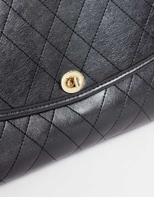 Mango borsa a spalla classica con patta trapuntata in similpelle nera, 3 di 4