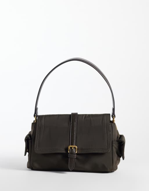 Mango borsa a spalla con dettaglio fibbia marrone, 1 di 4