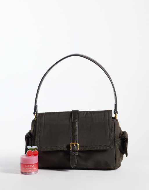 Mango borsa a spalla con dettaglio fibbia marrone, 2 di 4