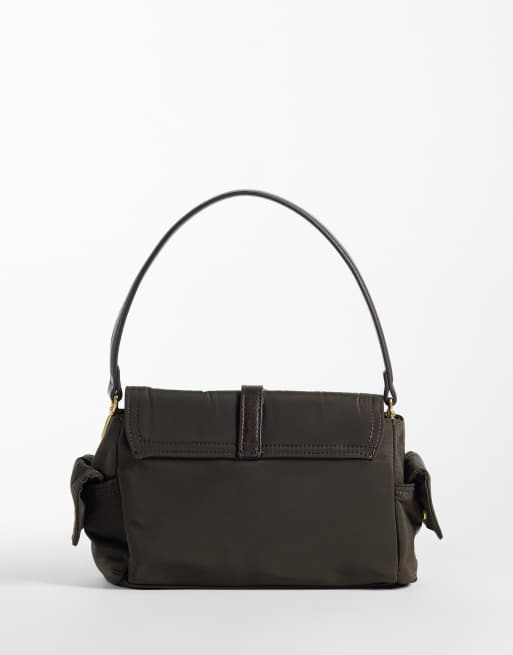 Mango borsa a spalla con dettaglio fibbia marrone, 4 di 4