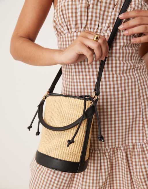 Mango - Borsa a tracolla color cuoio foderata con coulisse, 3 di 4