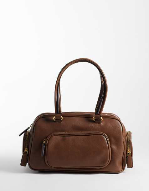 Mango borsa bowling in pelle sintetica marrone - view 1