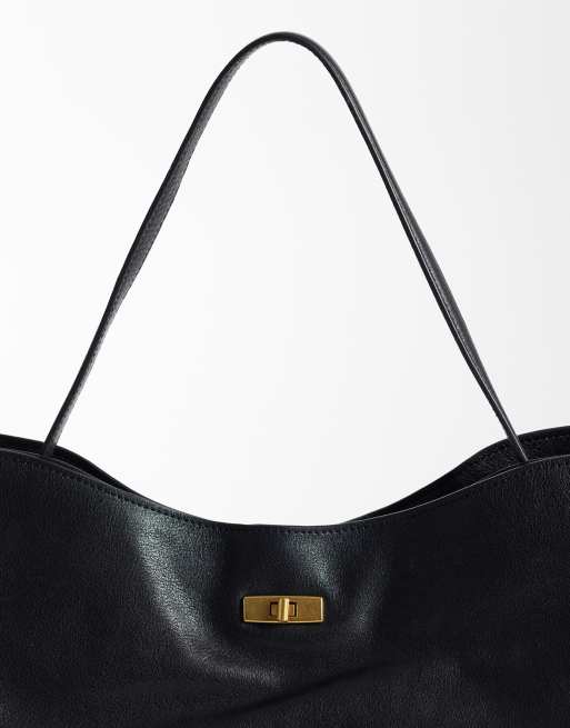 Mango borsa city morbida 100% pelle nera, 2 di 4