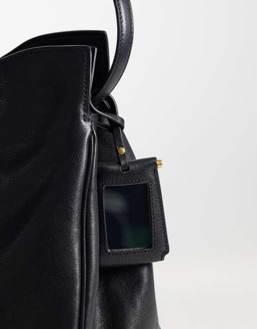 Mango borsa city morbida 100% pelle nera, 3 di 4