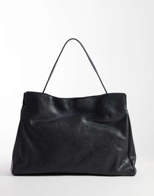 Mango borsa city morbida 100% pelle nera, 4 di 4