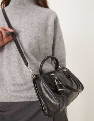 Borsa a tracolla con lucchetto logata Logo Chain Black LOGO/CHAIN/BLAC