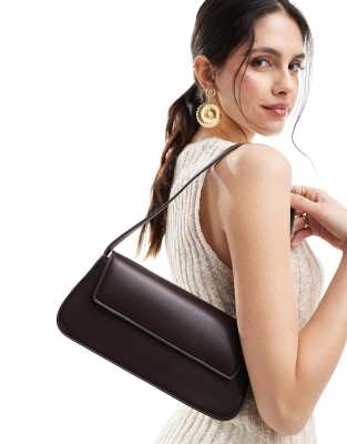 Mango - Borsa da spalla classica marrone scuro