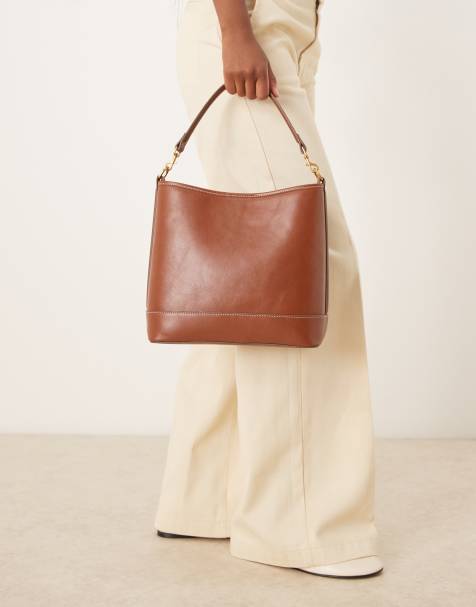 Mango - Borsa da spalla classica squadrata marrone con dettagli dorati - view 1