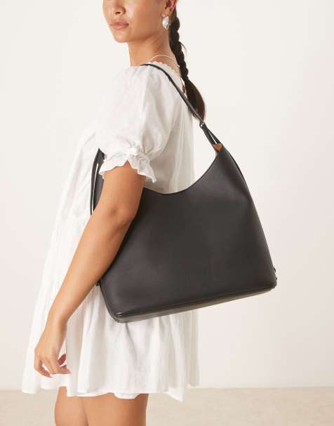 Mango - Borsa da spalla grande nera con tracolla regolabile - view 1