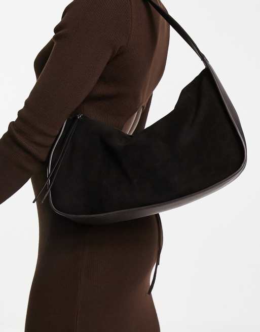 Mango - Borsa da spalla in pelle nera
