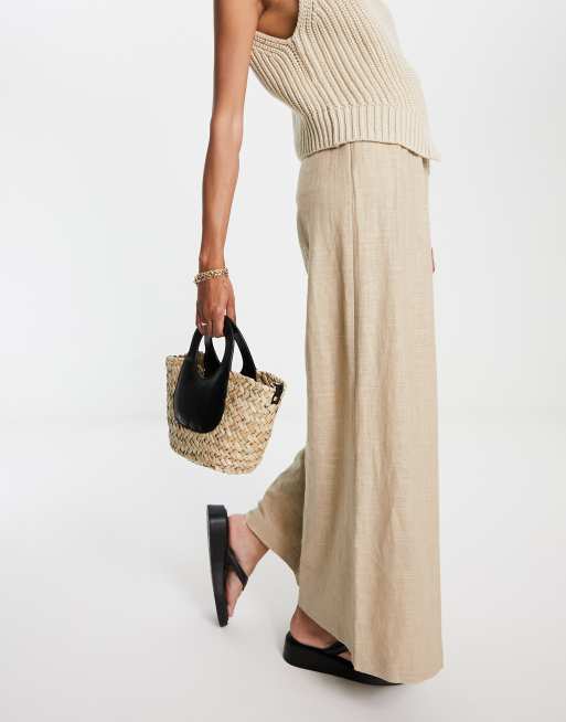 Mango Borsa di paglia con fascette nere ASOS