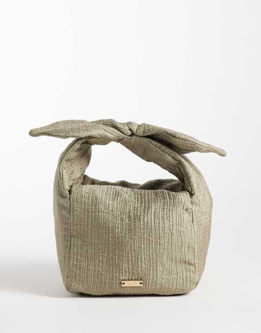 Mango - Borsa grigia con dettaglio annodato
