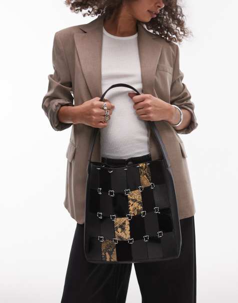 Mango - Borsa in pelle nera con toppa - view 1