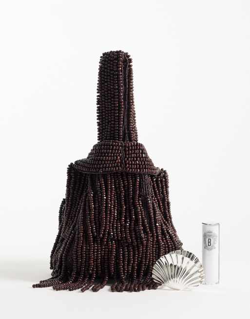 Mango - Borsa marrone con perline, 2 di 4