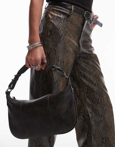 Mango - Borsa marrone scuro in pelle sintetica con fibbia - view 1