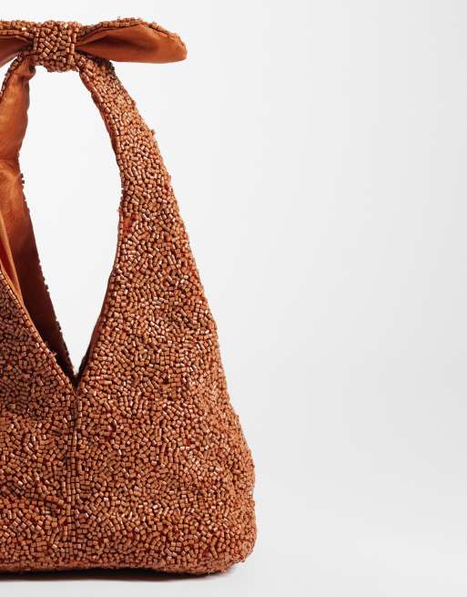 Mango - Borsa rossa con perline e nodo, 3 di 4