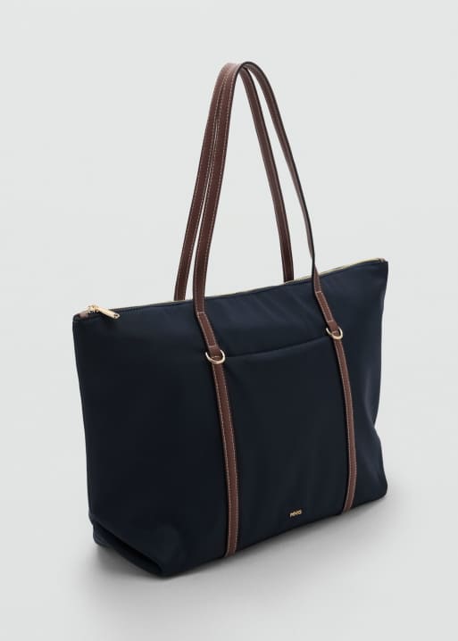 Mango - Borsa shopping classica blu navy, 3 di 4