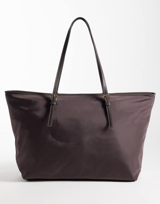 Mango - Borsa shopping color cioccolato