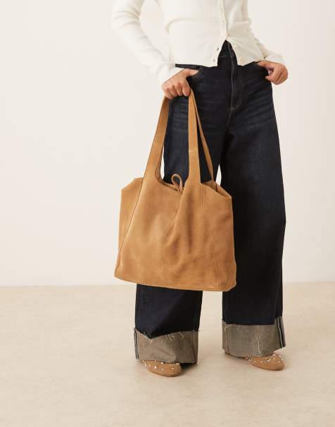 Mango - Borsa shopping in camoscio color cuoio - view 1