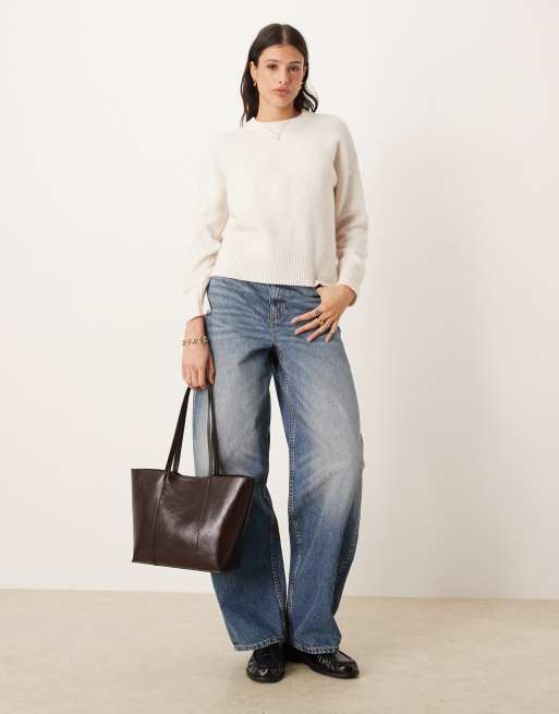 Mango - Borsa shopping in pelle sintetica marrone, 4 di 4