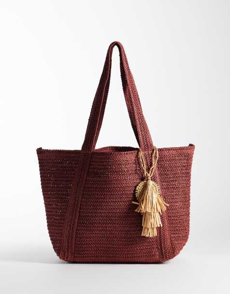 Mango - Borsa shopping in rafia color mora - view 1