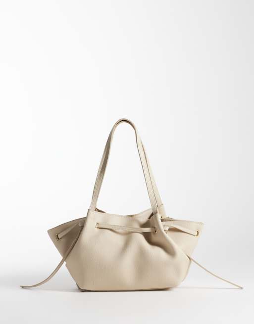 Mango - Borsa shopping piccola in pelle sintetica color crema