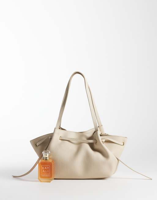 Mango - Borsa shopping piccola in pelle sintetica color crema, 2 di 4