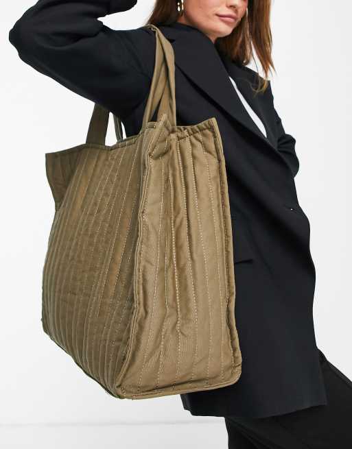 Mango - Borsa shopping trapuntata kaki, 4 di 4