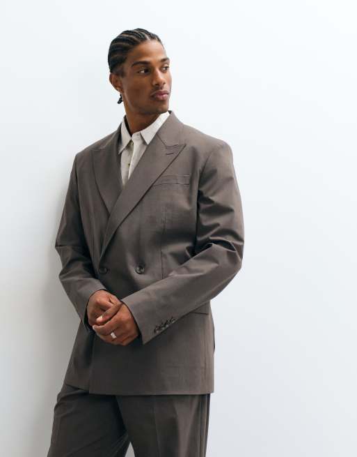 Mango - Boston - Blazer da abito doppiopetto vestibilità classica marrone medio in coordinato, 5 di 5