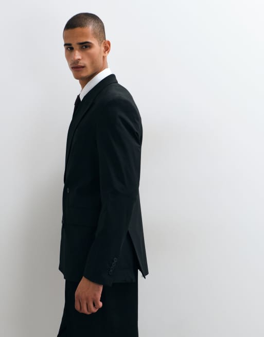 Mango Boston double breasted suit blazer co-ord in black, 3 of 5