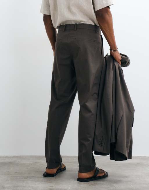 Mango Boston regular fit suit trouser co-ord in mid brown, 3 of 5