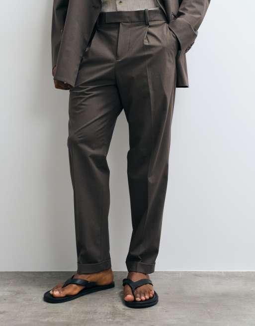 Mango Boston regular fit suit trouser co-ord in mid brown, 5 of 5
