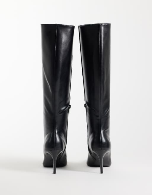 Mango botte haute à talons en imitation cuir noire, 5 de 5
