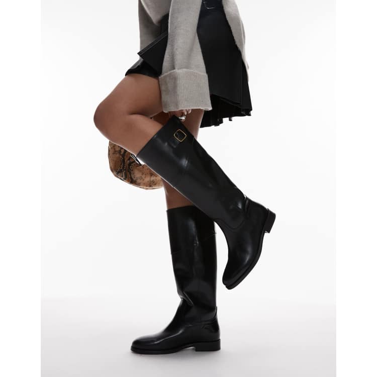 Mango Bottes plates en cuir avec boucle Noir ASOS