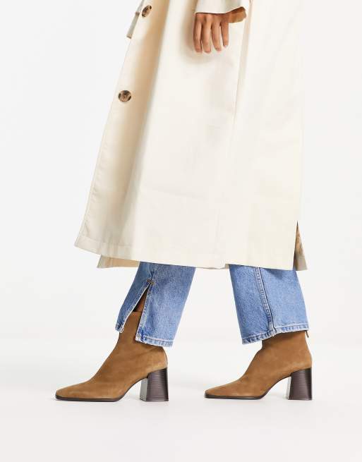 Bottes Hautes Botte Mango Beige Mango Bottines à Talon En Daim