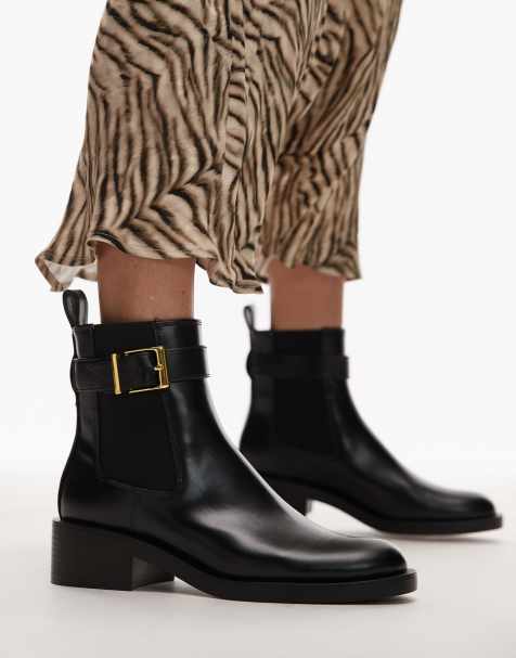 Mango - Bottines avec boucle dorée - Noir - view 1