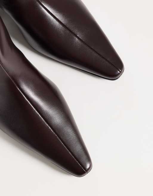 Mango bottines Chelsea à talon et bout pointu couleur chocolat, 3 de 4