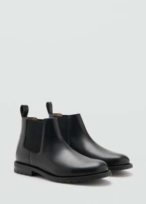 Mango - Bottines chelsea en cuir - Noir