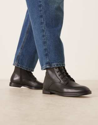 Mango - Bottines en cuir à lacets - Noir