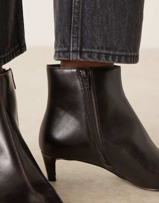 Mango - Bottines en cuir à petit talon - Marron foncé, 3 de 4