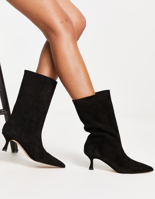 Mango Bottines pointues en daim petit talon Noir ASOS