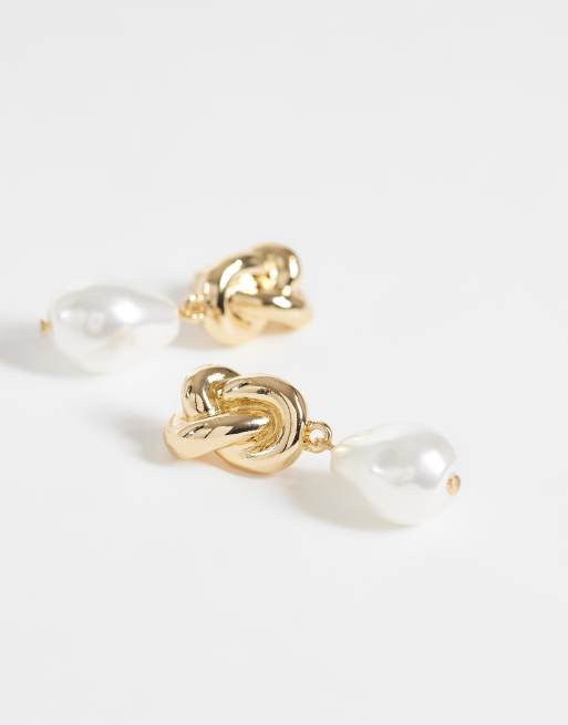 Mango boucle d’oreille pendante nouée dorée, 4 de 4