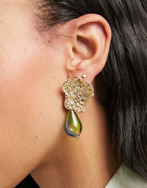 Mango - Boucles d'oreilles à pendant goutte d'eau en verre - Multicolore