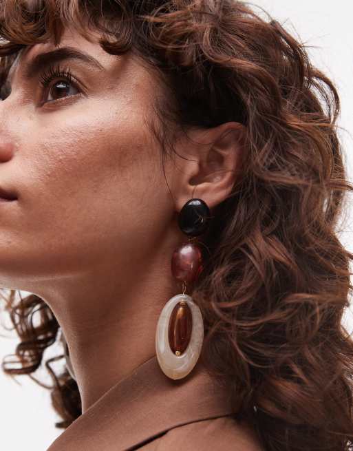 Mango - Boucles d'oreilles à pendant rustique - Marron terreux