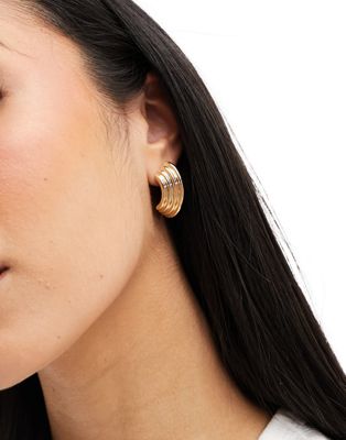 Mango ridge detail earrings in gold - ASOS Price Checker