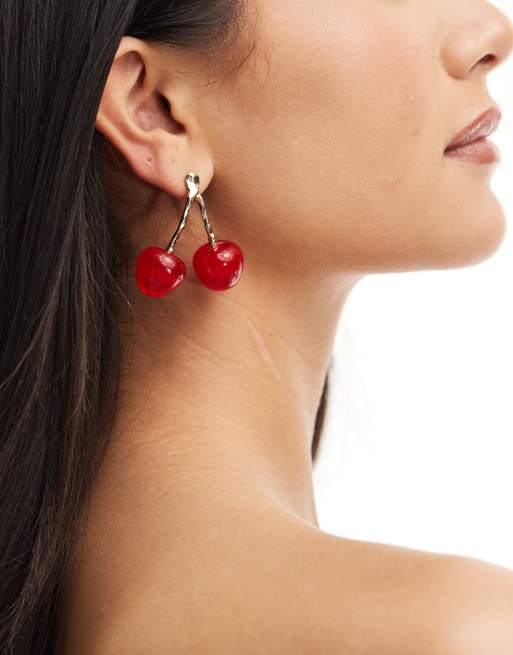 Mango - Boucles d'oreilles avec deux cerises - Rouge