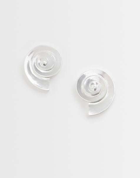 Mango - Boucles d'oreilles coquillage - Argenté - view 1
